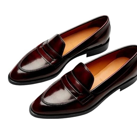 Everlane The Modern Penny Loafer Dark Maroon Leather Pointed Toe EUC Size 6.5 - Picture 2 of 10